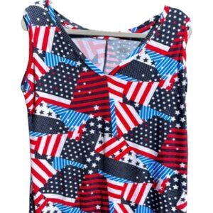 Lane Bryant Womens Sleeveless Top Shirt  Plus 18/20 Patriotic Stars Stripes Blue